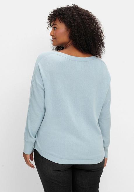 Sheego Pullover Mit U-Boot-Ausschnitt - Hellblau Sheego