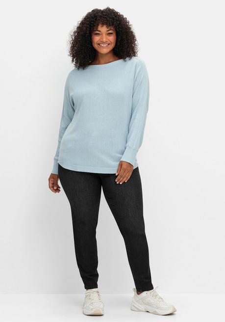 Sheego Pullover Mit U-Boot-Ausschnitt - Hellblau Sheego