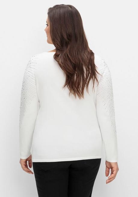 CREATION L PREMIUM Pullover Mit U-Boot-Ausschnitt Und Glitzersteinen - Weiß Sheego