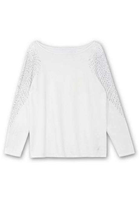 CREATION L PREMIUM Pullover Mit U-Boot-Ausschnitt Und Glitzersteinen - Weiß Sheego