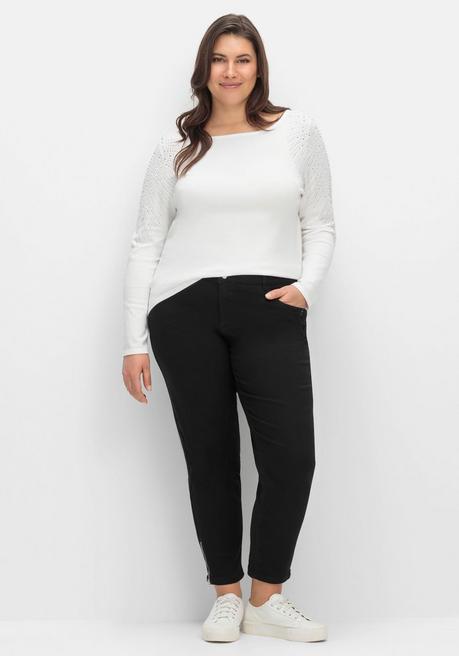 CREATION L PREMIUM Pullover Mit U-Boot-Ausschnitt Und Glitzersteinen - Weiß Sheego