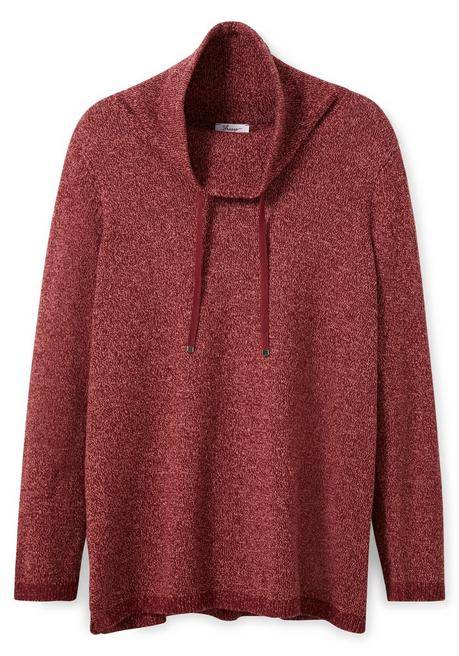 Sheego Pullover Mit Weitem Kragen, In Melierter Optik - Weinrot Sheego