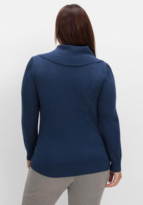 Sheego Pullover Mit Weitem Wasserfall-Rollkragen - Marine Sheego