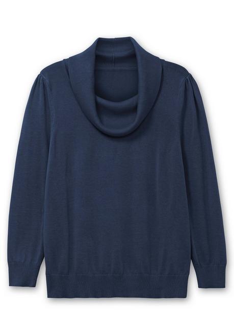 Sheego Pullover Mit Weitem Wasserfall-Rollkragen - Marine Sheego