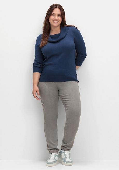 Sheego Pullover Mit Weitem Wasserfall-Rollkragen - Marine Sheego