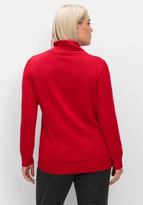 Sheego Pullover Mit Weitem Wasserfall-Rollkragen - Rot Sheego