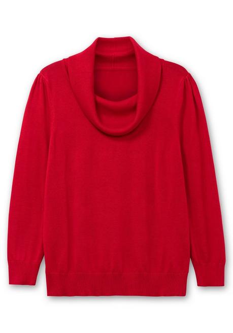Sheego Pullover Mit Weitem Wasserfall-Rollkragen - Rot Sheego