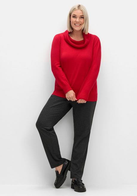 Sheego Pullover Mit Weitem Wasserfall-Rollkragen - Rot Sheego