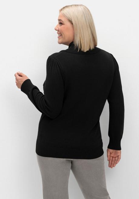 Sheego Pullover Mit Weitem Wasserfall-Rollkragen - Schwarz Sheego