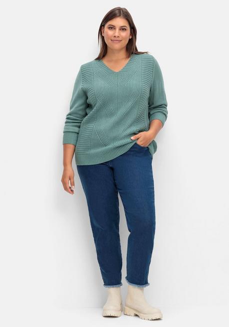 Sheego Pullover Mit Zopfstrickmuster Im Vorderteil - Jade Sheego