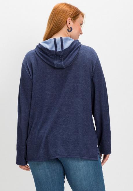 Sheego Pullover Mit Zweifarbiger Kapuze - Marine Sheego