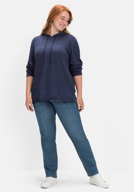 Sheego Pullover Mit Zweifarbiger Kapuze - Marine Sheego