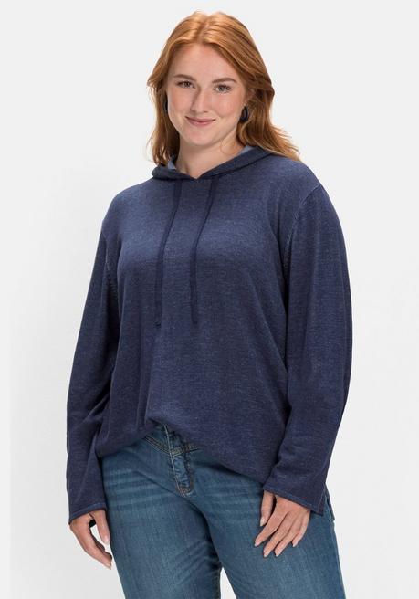 Sheego Pullover Mit Zweifarbiger Kapuze - Marine Sheego