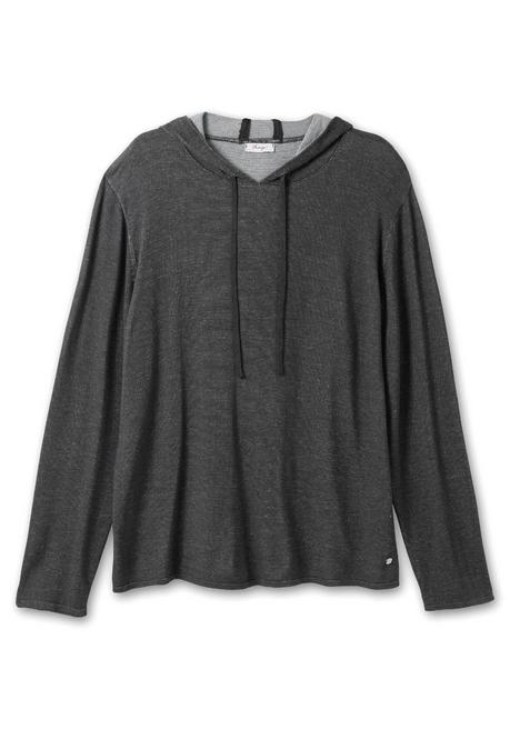 Sheego Pullover Mit Zweifarbiger Kapuze - Schwarz Sheego
