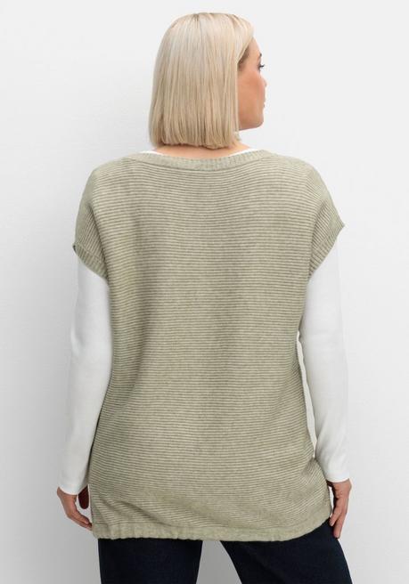 Sheego Pullunder Im Rippmuster Mit Kordelzug Am Saum - Khaki Sheego