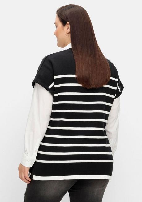 Sheego Pullunder Mit überschnittenen Schultern - Schwarz-weiß Sheego