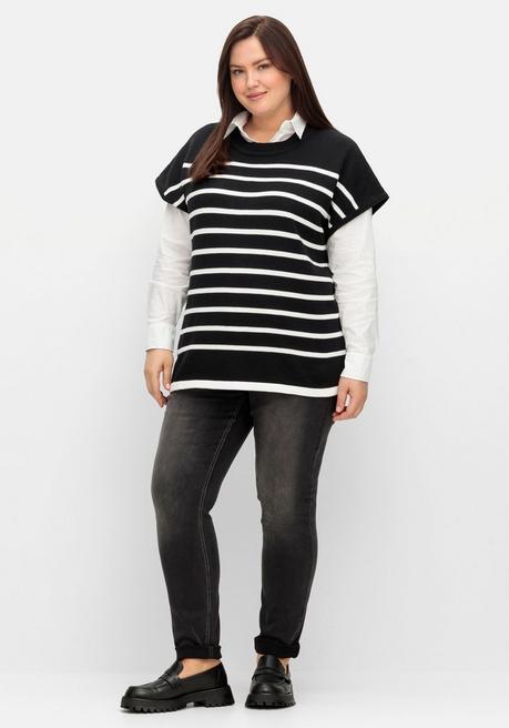 Sheego Pullunder Mit überschnittenen Schultern - Schwarz-weiß Sheego