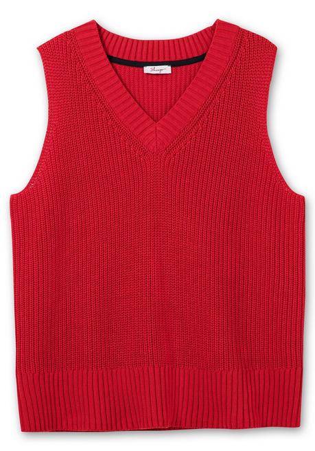 Sheego Pullunder Mit V-Ausschnitt, Aus Baumwolle - Mohnrot Sheego