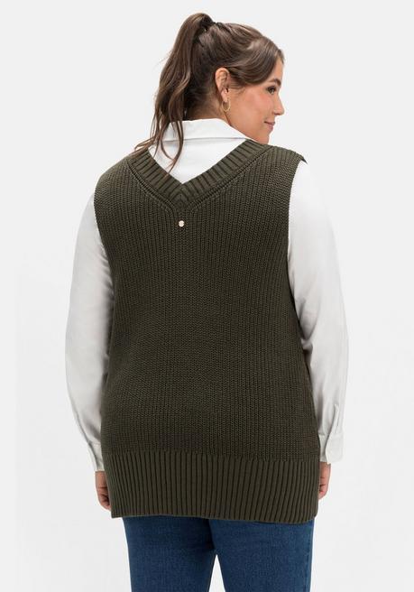 Sheego Pullunder Mit V-Ausschnitt Vorn Und Hinten - Dunkeloliv Sheego