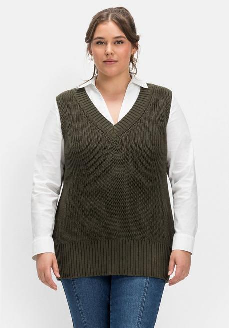 Sheego Pullunder Mit V-Ausschnitt Vorn Und Hinten - Dunkeloliv Sheego