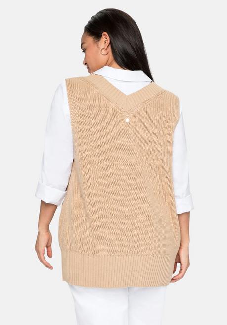 Sheego Pullunder Mit V-Ausschnitt Vorn Und Hinten - Hellbeigefarben Sheego