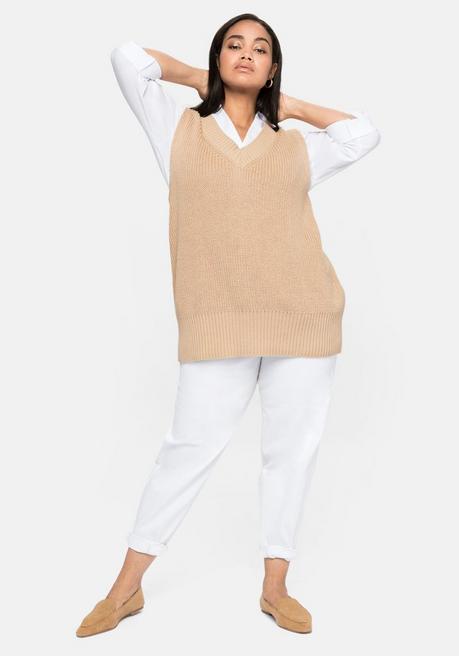 Sheego Pullunder Mit V-Ausschnitt Vorn Und Hinten - Hellbeigefarben Sheego