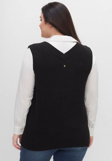 Sheego Pullunder Mit V-Ausschnitt Vorn Und Hinten - Schwarz Sheego