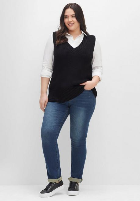 Sheego Pullunder Mit V-Ausschnitt Vorn Und Hinten - Schwarz Sheego