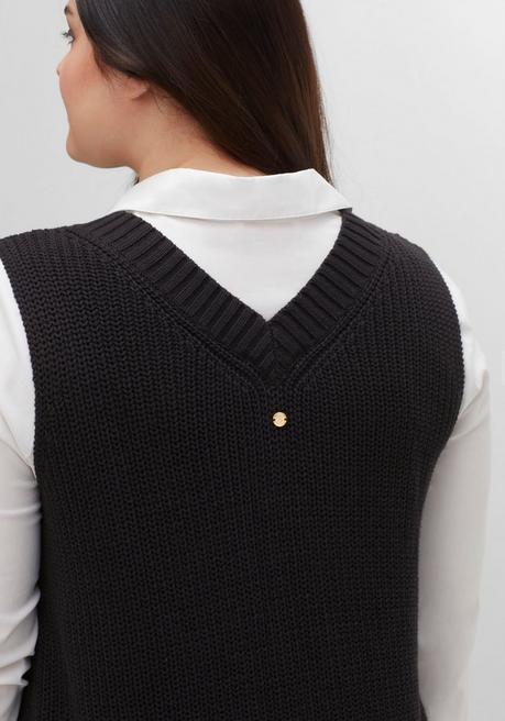 Sheego Pullunder Mit V-Ausschnitt Vorn Und Hinten - Schwarz Sheego