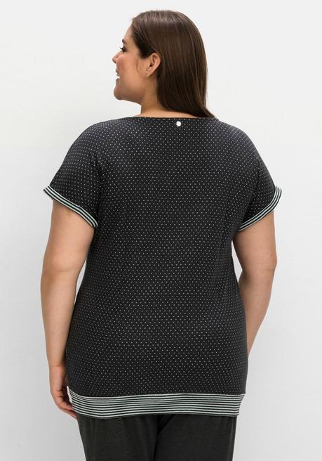 Sheego Relax-Shirt Im Mustermix, Mit Saumbündchen - Anthrazit Gemustert Sheego