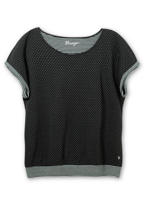 Sheego Relax-Shirt Im Mustermix, Mit Saumbündchen - Anthrazit Gemustert Sheego