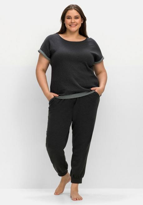 Sheego Relax-Shirt Im Mustermix, Mit Saumbündchen - Anthrazit Gemustert Sheego