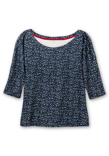 Sheego Relax-Shirt Mit Alloverdruck, Aus Interlock - Marine Gemustert Sheego