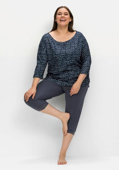 Sheego Relax-Shirt Mit Alloverdruck, Aus Interlock - Marine Gemustert Sheego