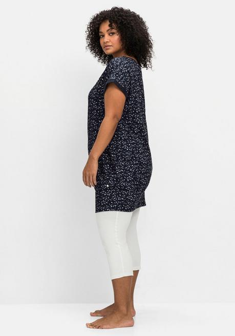 Sheego Relax-Shirtkleid Mit Alloverdruck Und Breitem Saum - Marine Bedruckt Sheego