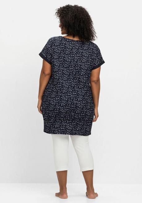 Sheego Relax-Shirtkleid Mit Alloverdruck Und Breitem Saum - Marine Bedruckt Sheego