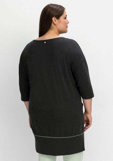 Sheego Relax-Shirtkleid Mit Kontrastnähten Und Saumbund - Anthrazit Meliert Sheego