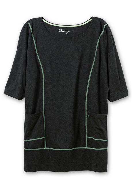 Sheego Relax-Shirtkleid Mit Kontrastnähten Und Saumbund - Anthrazit Meliert Sheego