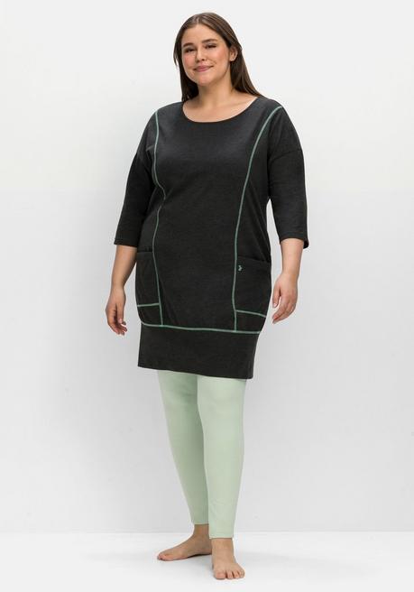Sheego Relax-Shirtkleid Mit Kontrastnähten Und Saumbund - Anthrazit Meliert Sheego