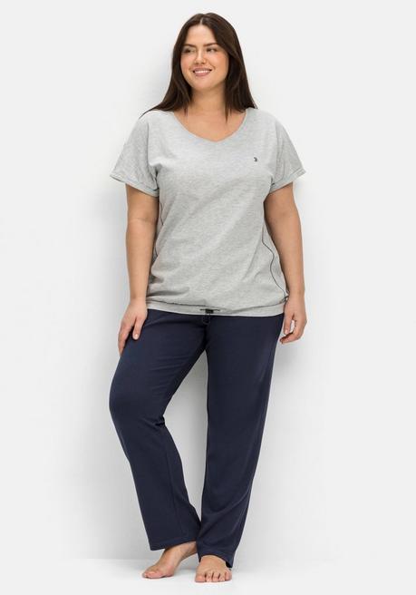 Sheego Relaxshirt Mit Elastischem Saumbund - Grau Meliert Sheego