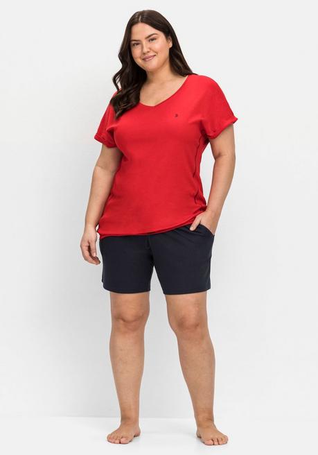 Sheego Relaxshirt Mit Elastischem Saumbund - Mohnrot Sheego