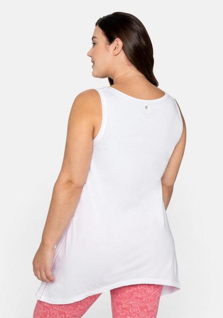 Sheego Relaxtop Mit Frontprint, In Zipfelform - Weiß Sheego