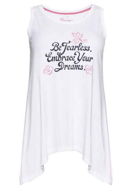 Sheego Relaxtop Mit Frontprint, In Zipfelform - Weiß Sheego