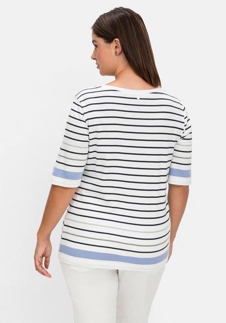 Sheego Ringelshirt In Leicht Tailliertem Schnitt, In Rippqualität - Weiß Gestreift Sheego