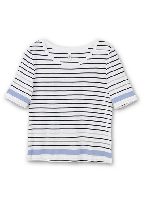 Sheego Ringelshirt In Leicht Tailliertem Schnitt, In Rippqualität - Weiß Gestreift Sheego