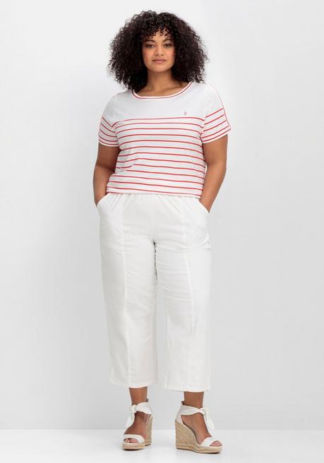 Sheego Ringelshirt Mit Kontrastdetails - Rot Gemustert Sheego