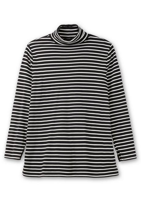Sheego Ringelshirt Mit Rollkragen, In Rippqualität - Schwarz-weiß Sheego