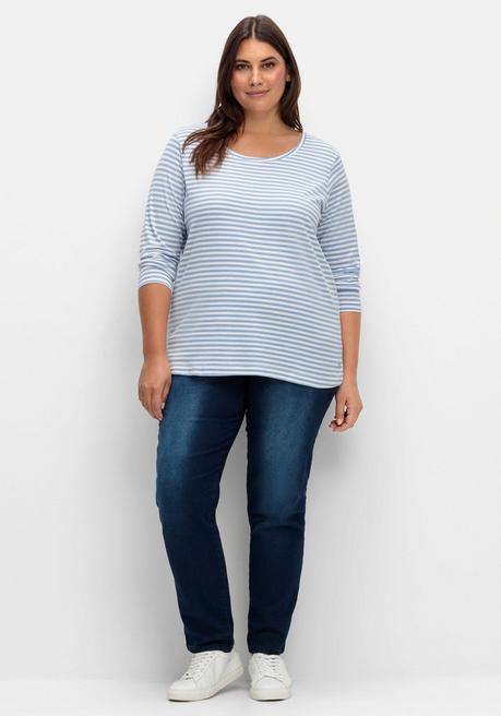 Sheego X Collection L. Ringelshirt Mit Rundhalsausschnitt - Blau Gestreift Sheego