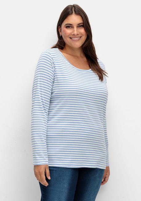 sheego x Collection L. Ringelshirt mit Rundhalsausschnitt - blau gestreift sheego