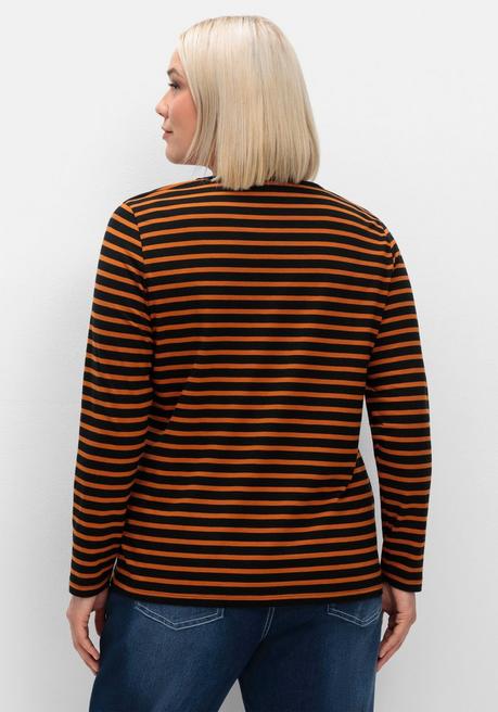 Sheego Ringelshirt Mit Rundhalsausschnitt - Schwarz Gestreift Sheego